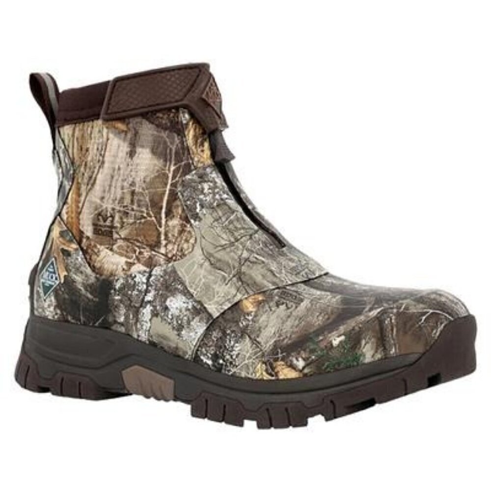 Muck Boot Co Men's 15 Apex Mid Zip Camo Round Toe Pull on Mud Boot Bison/Realtre